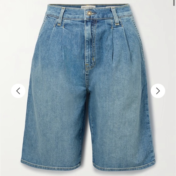 Nili Lotan Julie Pleated Denim Shorts Jorts - Picture 8 of 9